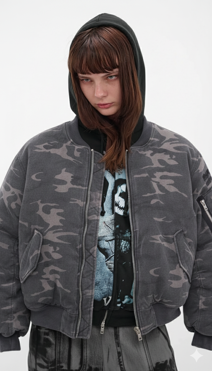 EVERYDAY BOMBER WASHED WOODLAND CAMMO – Reckless Scholars