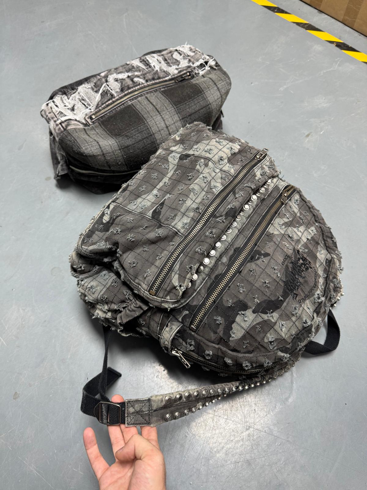 CAMMO TRASHED DENIM BACKPACK – Reckless Scholars
