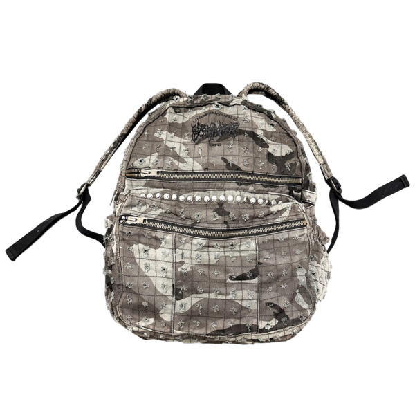 CAMMO TRASHED DENIM BACKPACK
